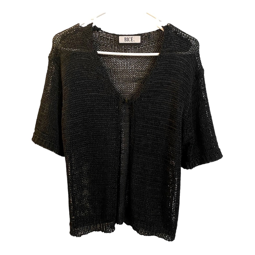 Bice Black Open Knit Cardigan